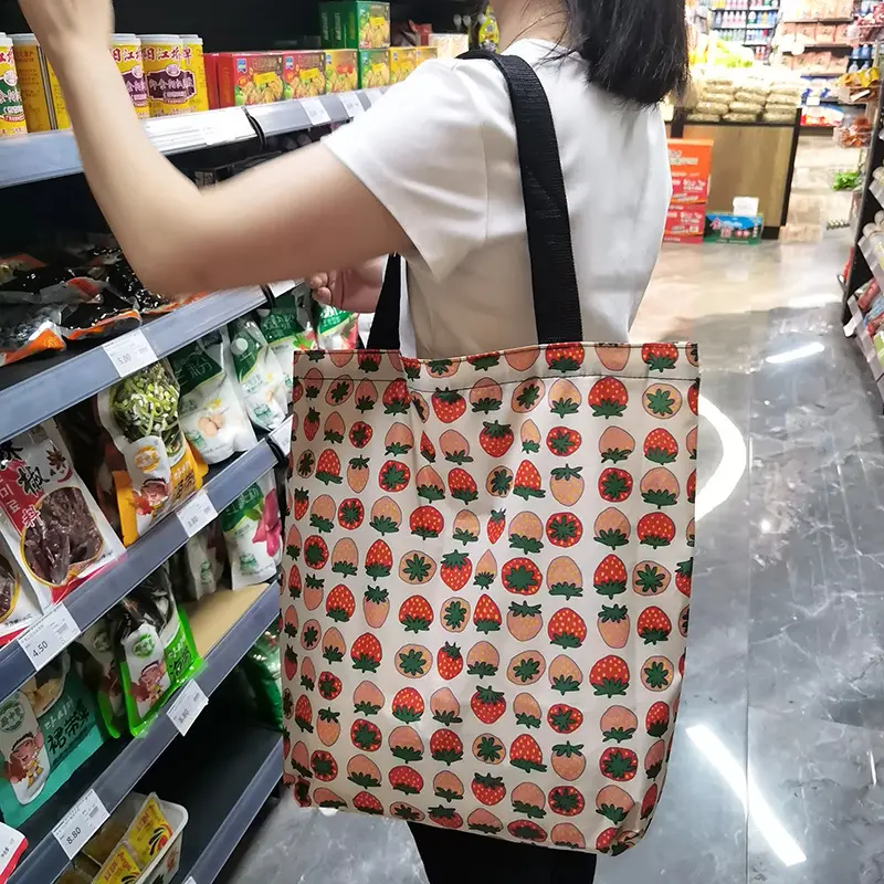 Waterproof shopping bag with zipper, folding handheld linen bag, travel bag, (Physicals), increased thickness — chobi 5
