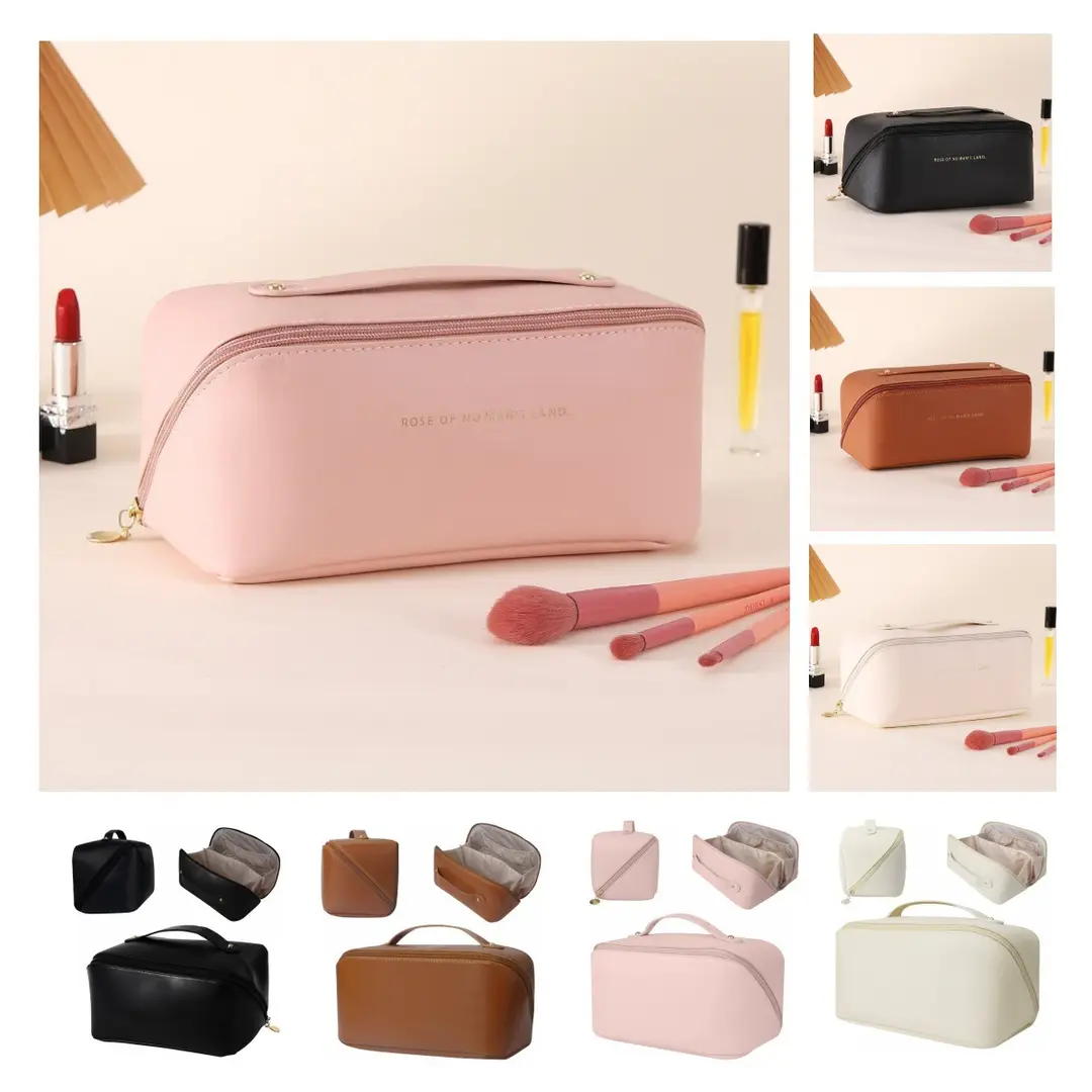 Fashionable handheld cosmetic bag to go out, capacious organizer bag for traveling, high quality polyurethane purse — chobi 12