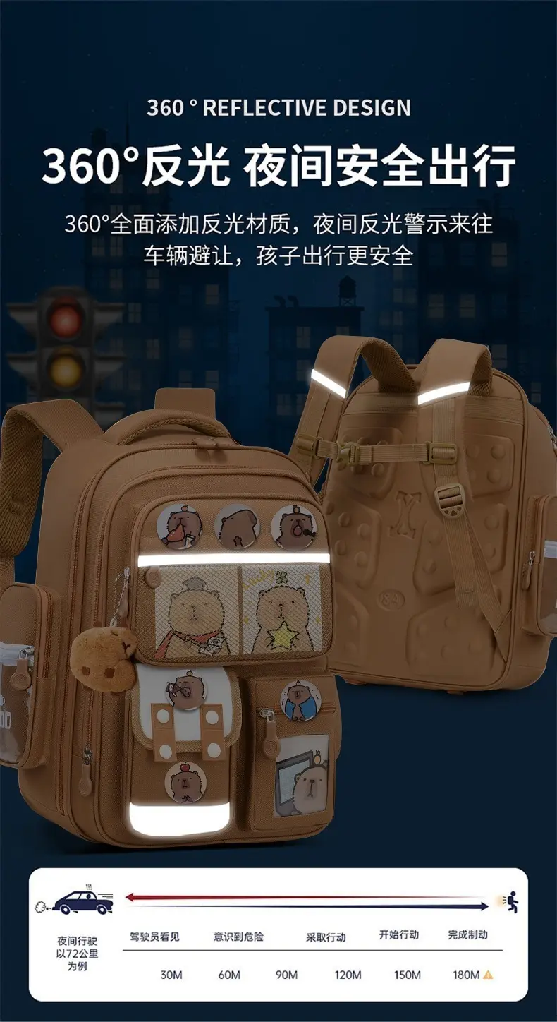 School bag, cartoon capacious backpack lightweight, 1-3-6 years, spine protection — chobi 10
