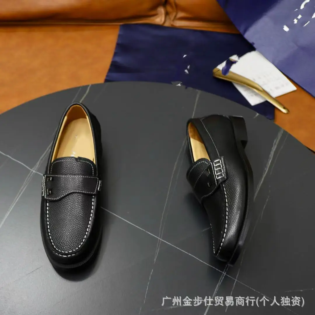 (Cross-border trading), loafers, set, slip-ons with metal buckle, European style, genuine leather, non-slip sole — chobi 11