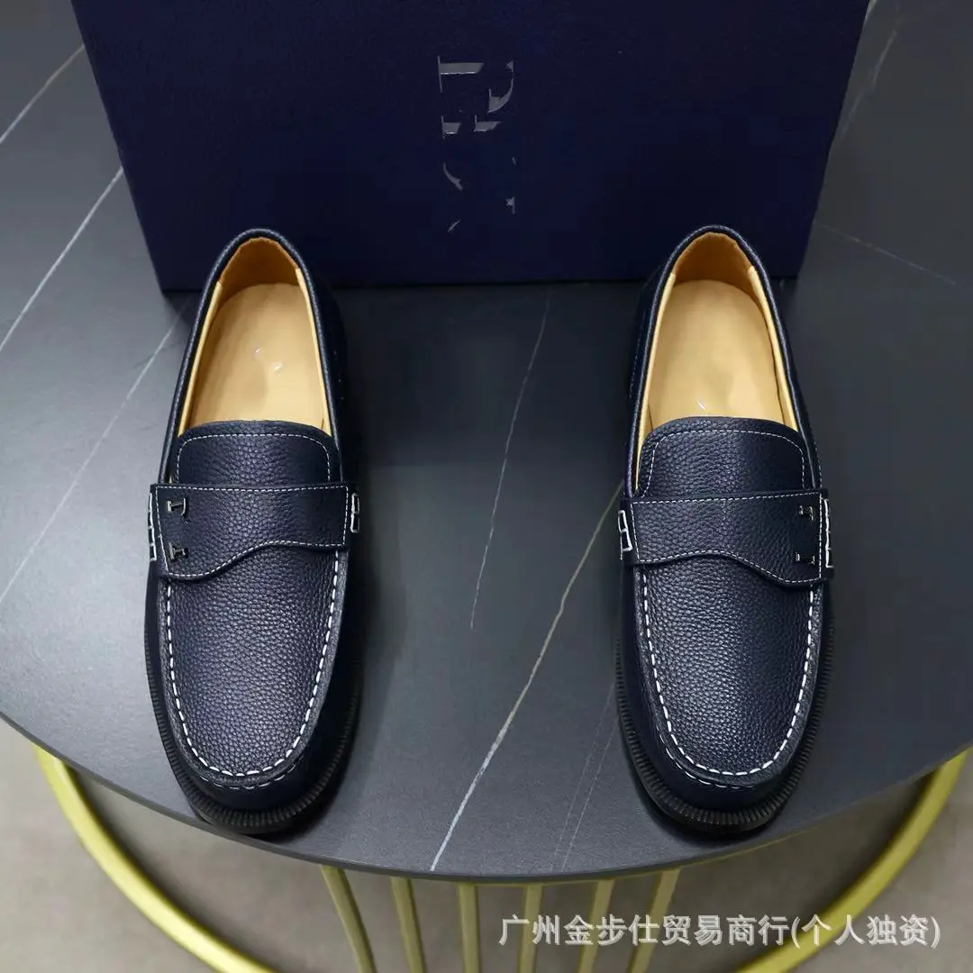 (Cross-border trading), loafers, set, slip-ons with metal buckle, European style, genuine leather, non-slip sole — chobi 6