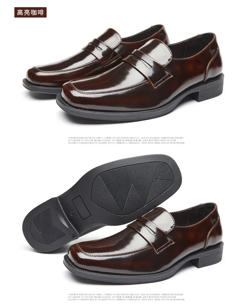 Men's summer loafers English style, casual glossy shoes, classic suit jacket square toe, slip-ons, easy to put on — chobi 24