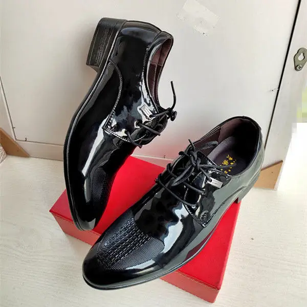 Trend men's demi-season black casual footwear pointed-toe English style, wedding shoes, trend of season, height increasing — chobi 10