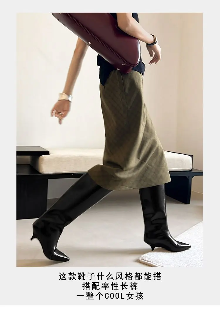 Demi-season fashionable universal high boots pointed-toe, 2026 years, suitable for outdoor wear, western style — chobi 9