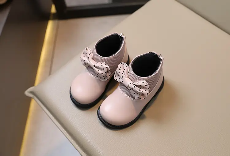 Children's cotton boots 2023 new winter children's shoes Korean style girls' soft sole leather boots baby versatile plus velvet Martin boots — chobi 27