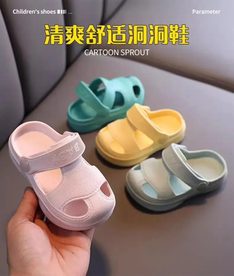 Children's summer Crocs-style slippers for boys, non-slip beach beach footwear for early age, cartoon mule, soft sole — chobi 2