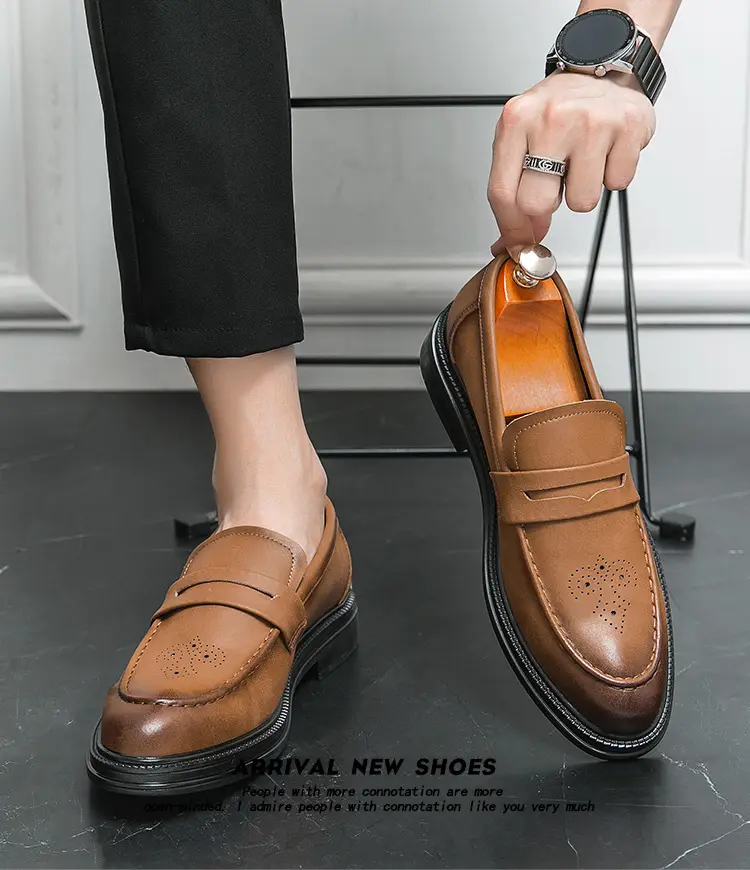 Shoes pointed-toe, men's casual classic suit jacket English style, 2023, British style, soft sole, non-slip sole — chobi 1