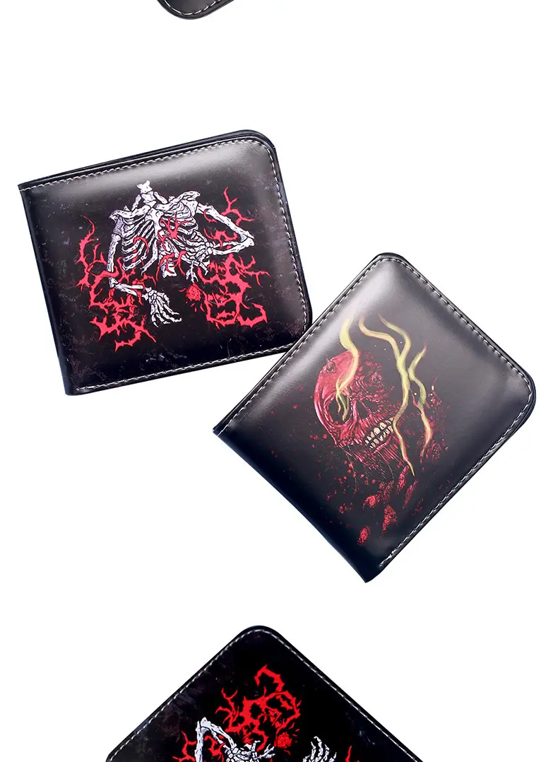 (Cross-border trading), wallet, short cartoon skull with zipper, new collection — chobi 21
