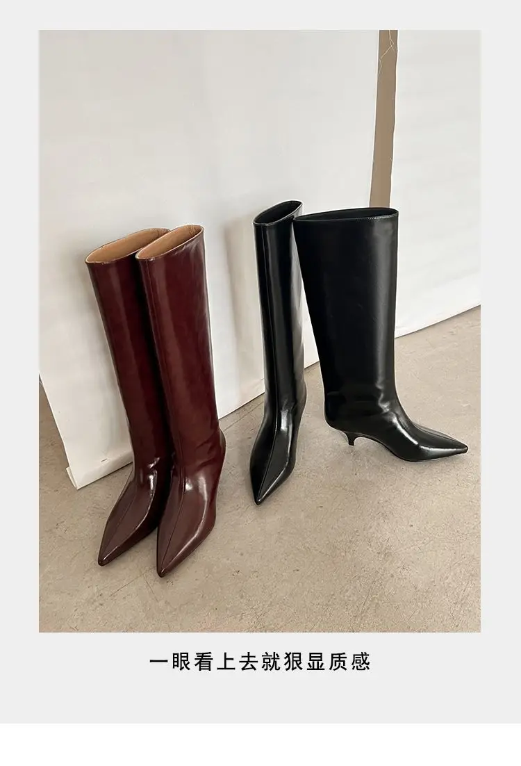 Demi-season fashionable universal high boots pointed-toe, 2026 years, suitable for outdoor wear, western style — chobi 10