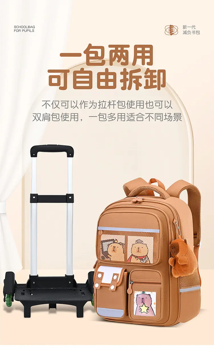(Wholesale), cartoon suitcase, capacious backpack, children's school bag — chobi 7