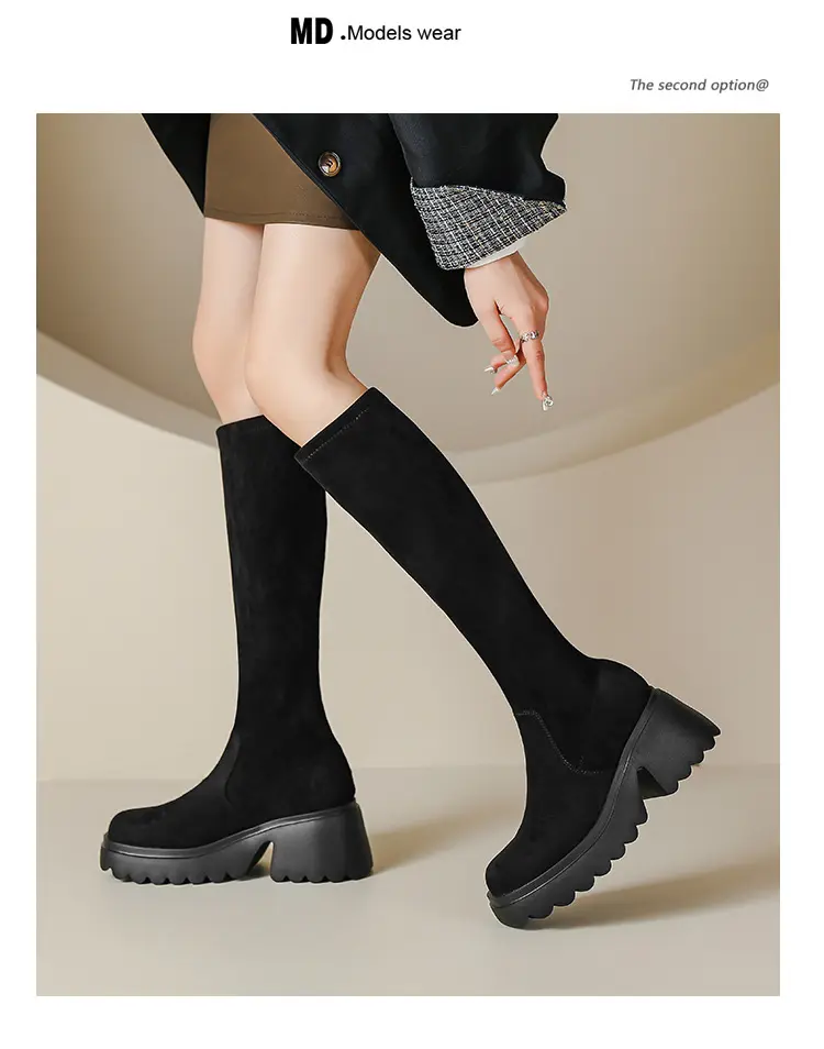 Demi-season elastic high boots platform heels, height increasing — chobi 18