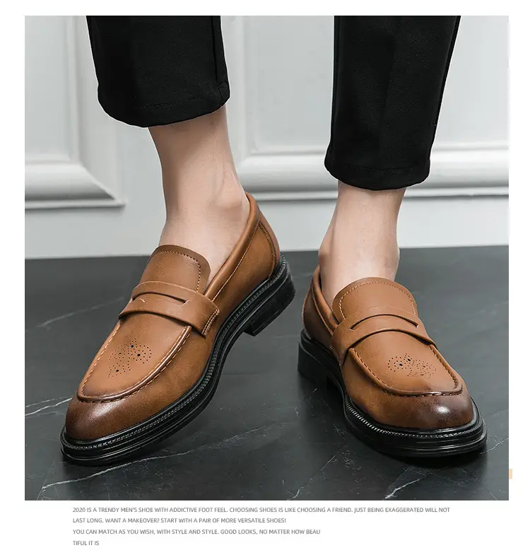 Shoes pointed-toe, men's casual classic suit jacket English style, 2023, British style, soft sole, non-slip sole — chobi 14