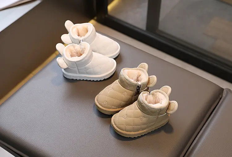Baby snow boots, winter velvet cotton shoes, baby toddler shoes, children's baby shoes, Korean style milk tea ears — chobi 4