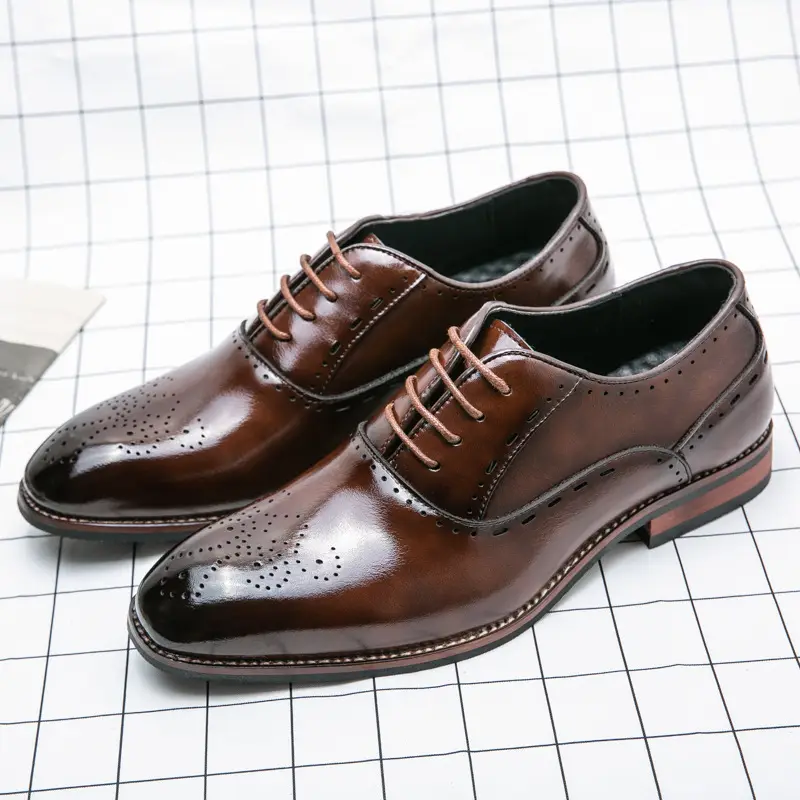Men's classic suit jacket pointed-toe, wedding shoes platform, Korean style — chobi 7