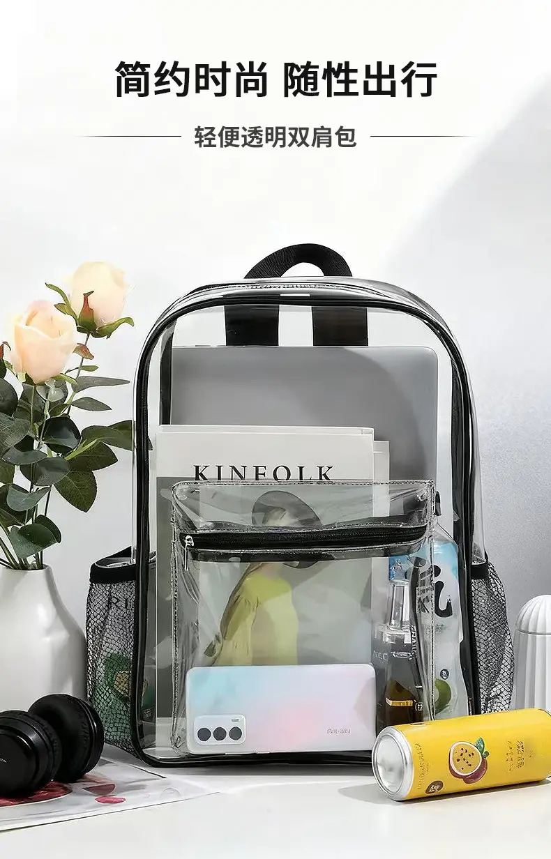 Transparent backpack PVC, capacious travel school bag for traveling — chobi 1