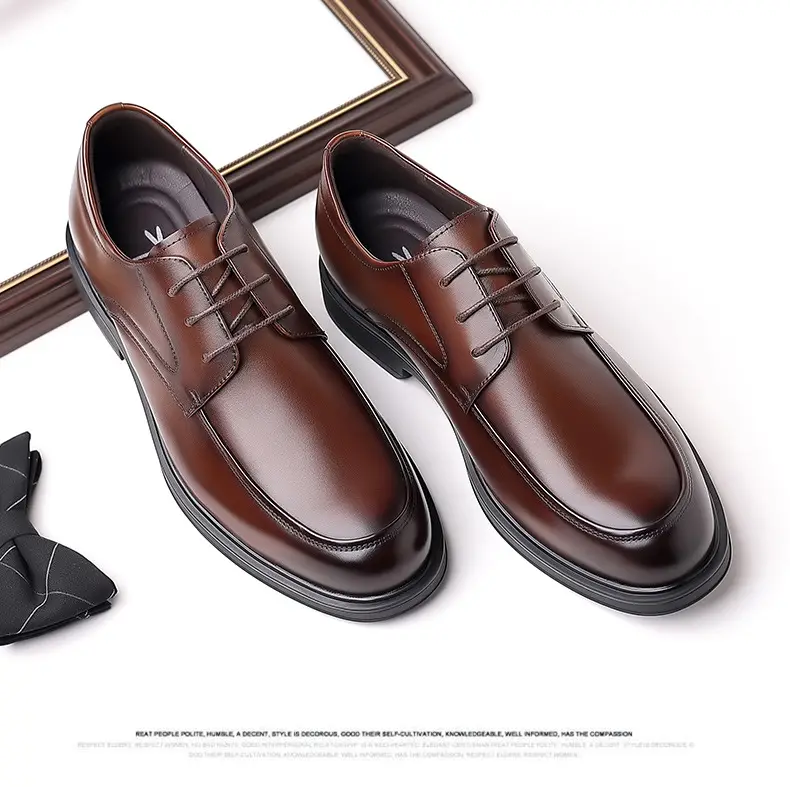 Classic suit jacket, men's autumn casual footwear, wedding shoes English style, genuine leather, soft sole — chobi 23