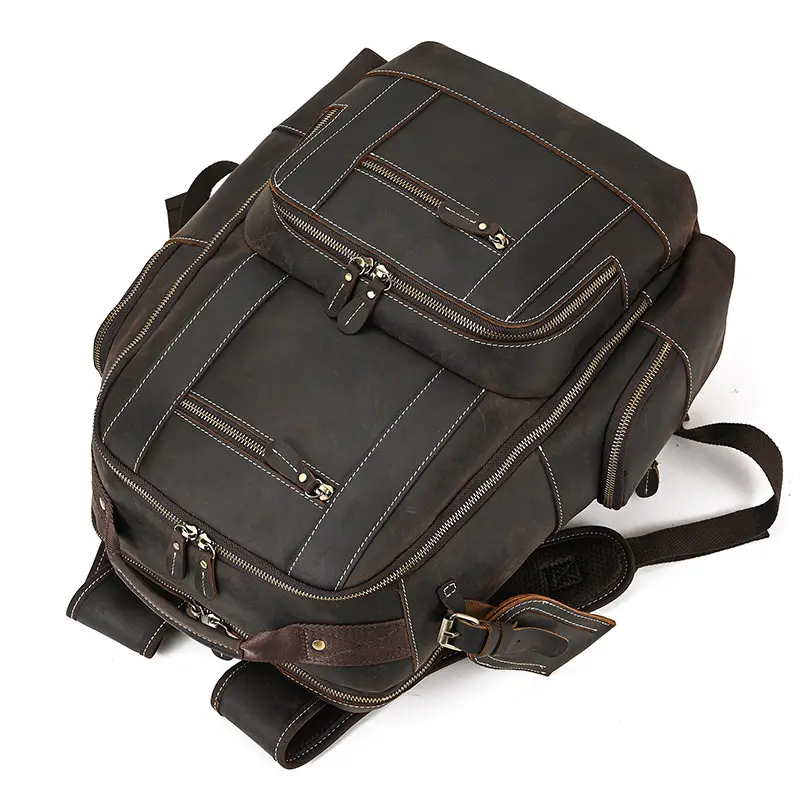 Leather backpack, men's capacious travel bag, one-shoulder bag — chobi 19
