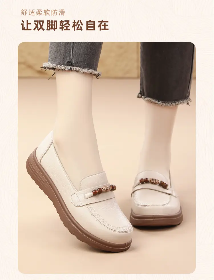 Loafers made of soft leather platform, retro “mom shoes”, shoes flat, Collection Year 2026, soft sole, easy to put on — chobi 2