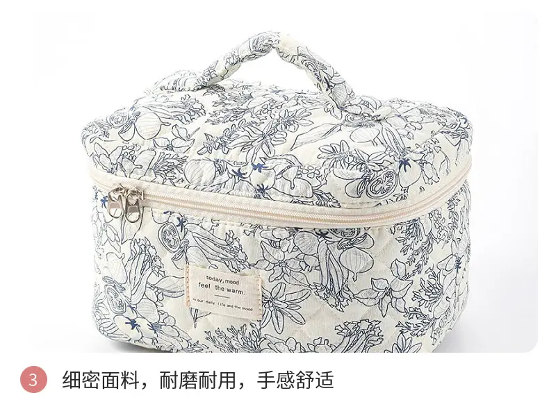 Handheld capacious cosmetic bag, cute brand storage system for traveling, flowered — chobi 10