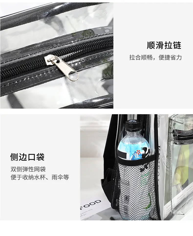 Transparent backpack PVC, capacious travel school bag for traveling — chobi 17