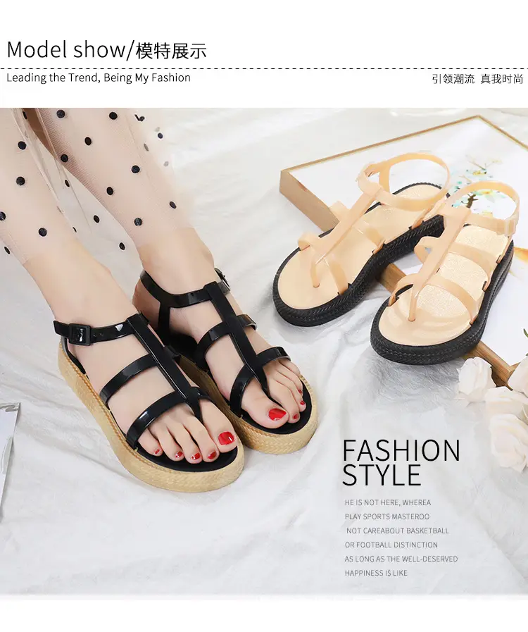 (Wholesale), summer women's slippers PVC flat, trend casual sandals — chobi 17
