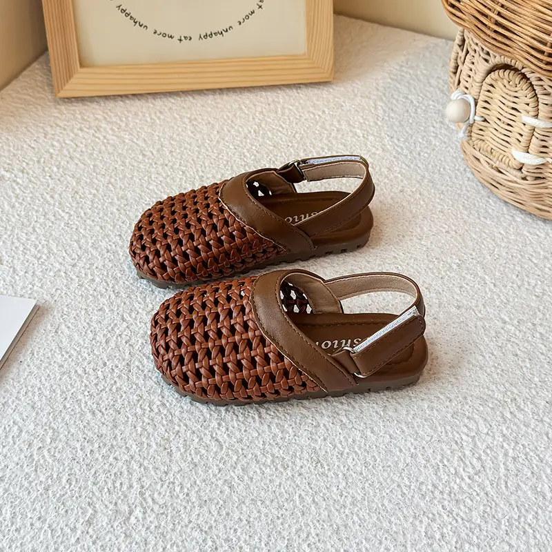 Woven mule, fashionable children's bag, sandals for boys, summer 2025, Korean style, closed toe, soft sole — chobi 8