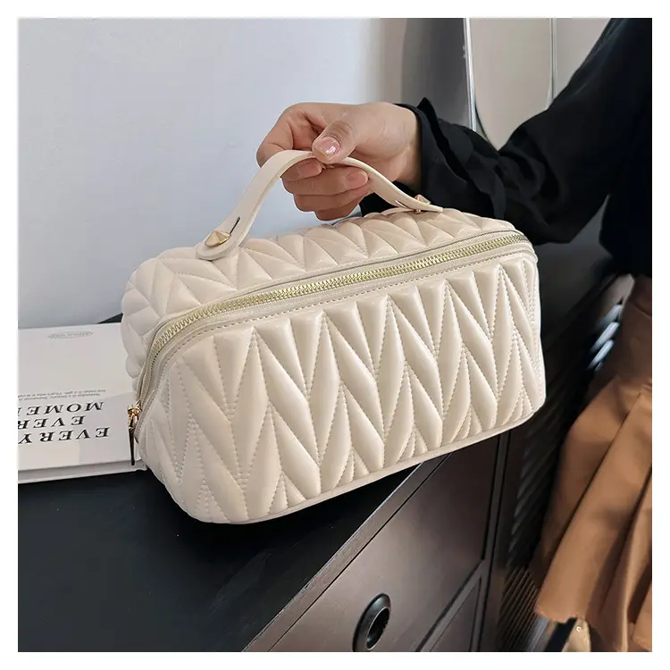 (Cross-border trading), capacious cosmetic bag for traveling, solid color retro organizer bag, city style — chobi 7