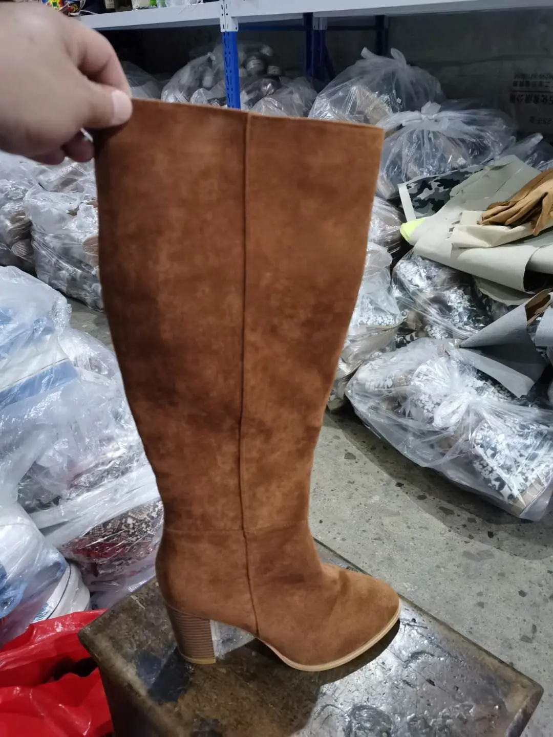 Women over -the -knee boots 2020 autumn and winter new rough heels high -heeled small, lean fluff boots women's side zipper long and winter — chobi 3