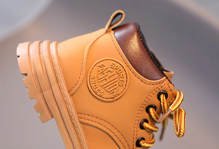 A piece of children Martin boots 2023 autumn and winter new girls wild yellow boots boys retro British style — chobi 17