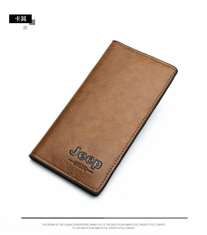 (Cross-border trading), jeep, men's long wallet, card holder, retro solid color bag — chobi 9