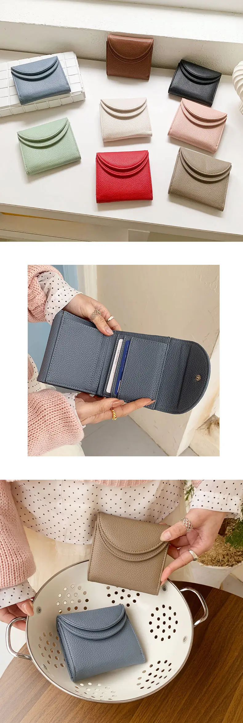 (Cross-border trading), (Wholesale), solid color small wallet, card holder, high-quality style, (Physicals) — chobi 1