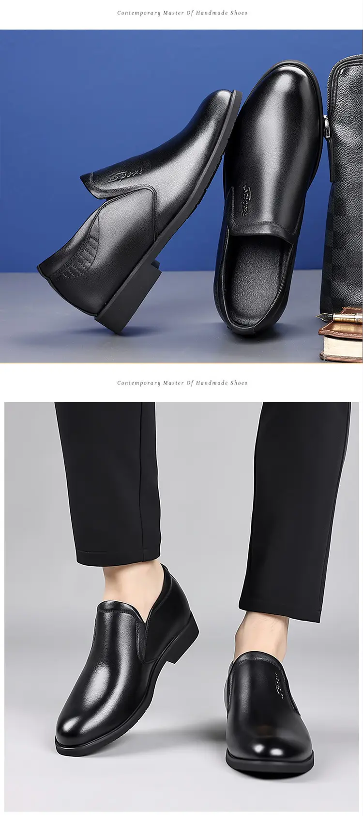 Shoes, case, men's leather slip-ons with hidden heel, trend of season, genuine leather, cowhide, size from 35 — chobi 15