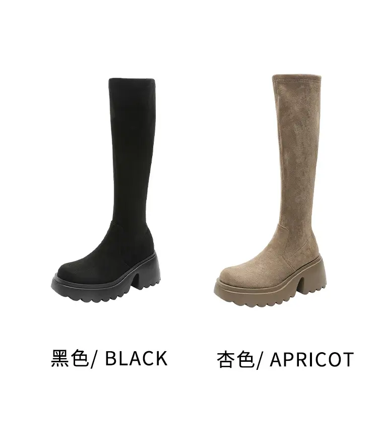 Demi-season elastic high boots platform heels, height increasing — chobi 24