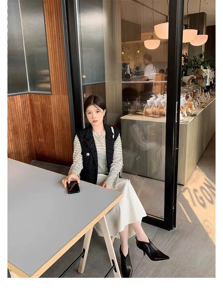Elegant high heels pointed-toe stiletto heels, universal demi-season low boots, (Physicals), french style — chobi 38