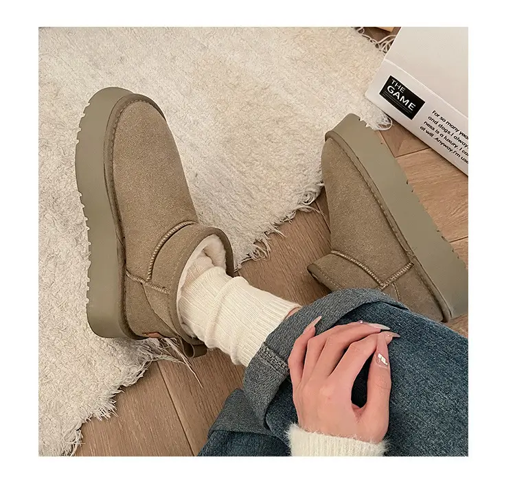 Bread shoes snow boots for women 2026 new popular winter velvet women's shoes thick sole waterproof anti-slip warm cotton shoes — chobi 8