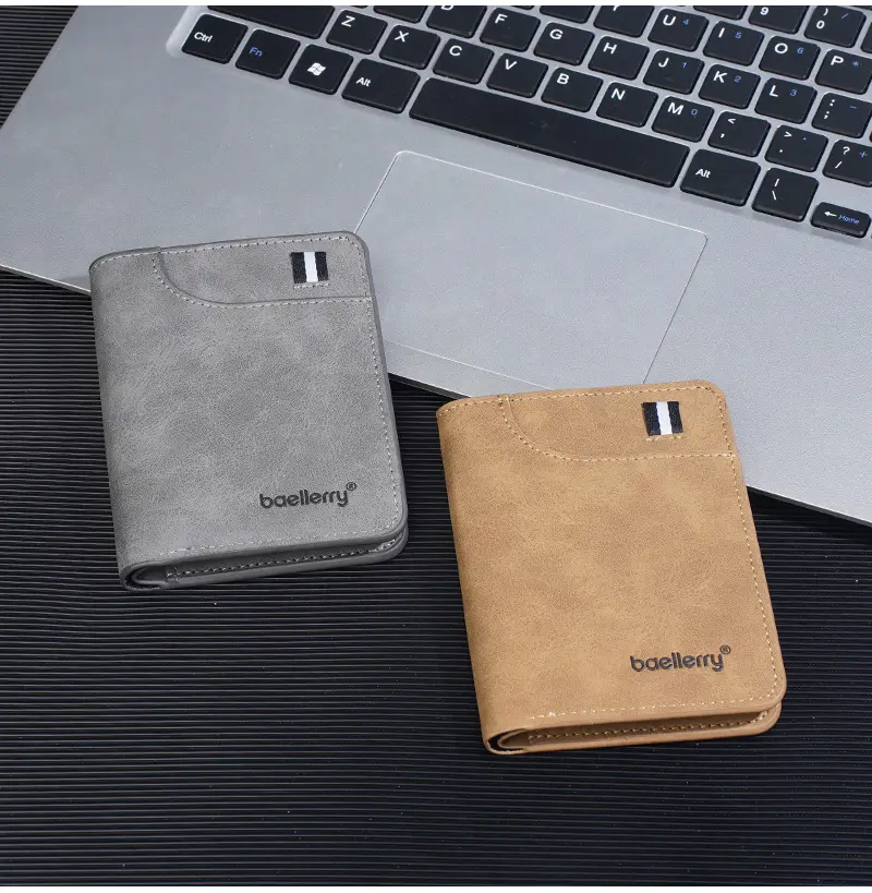 Ultra thin short small wallet, suede card holder for students — chobi 10