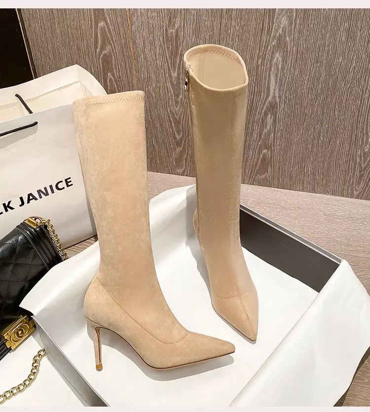 Fashionable demi-season high boots, high heels pointed-toe stiletto heels, 2025 years, mid-length — chobi 15