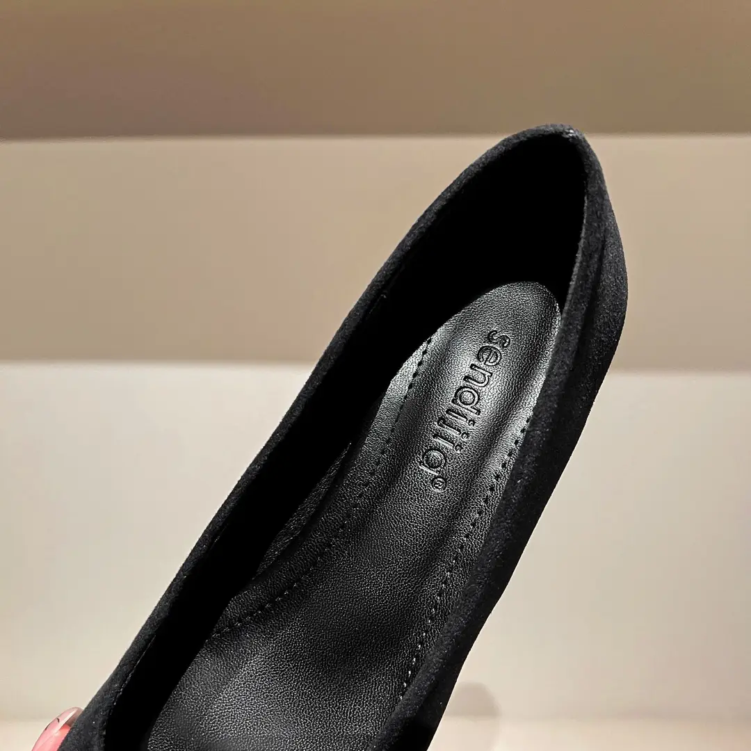 Elegant fashionable shoes with rhinestones low-cut stiletto heels flat, french style, 2024 years, city style — chobi 8
