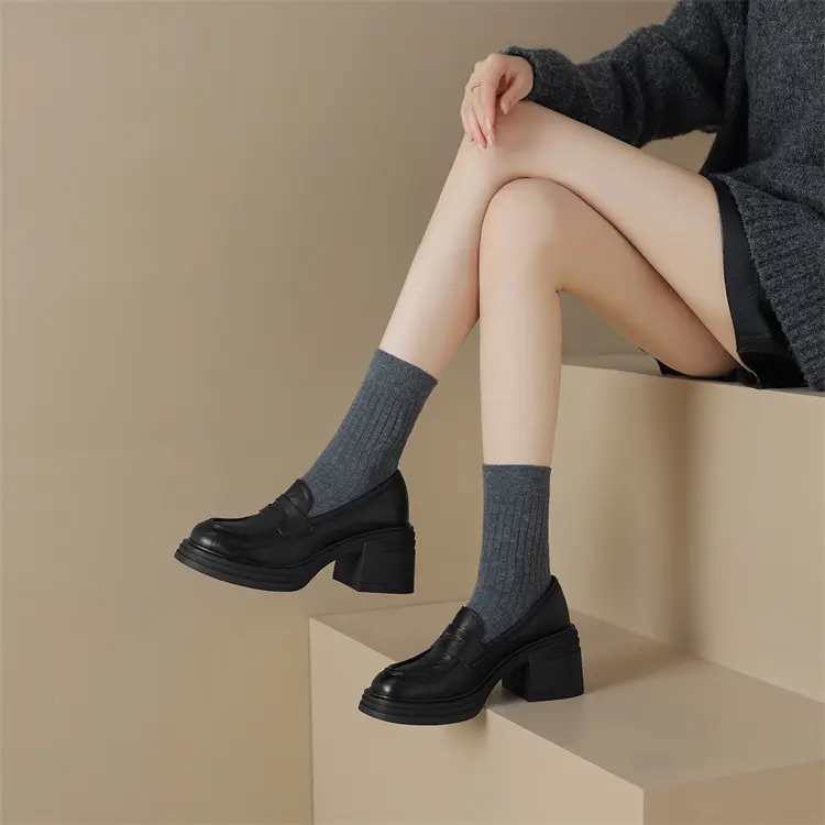 Shoes platform heels, loafers, round toe, wide stable heel — chobi 8