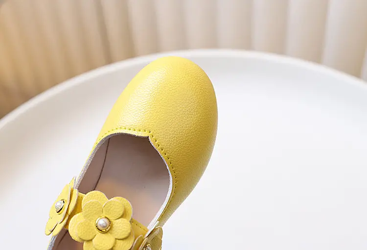 Children's white shoes made of black leather for students — chobi 9