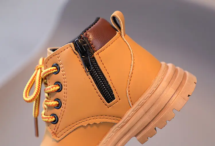 A piece of children Martin boots 2023 autumn and winter new girls wild yellow boots boys retro British style — chobi 18