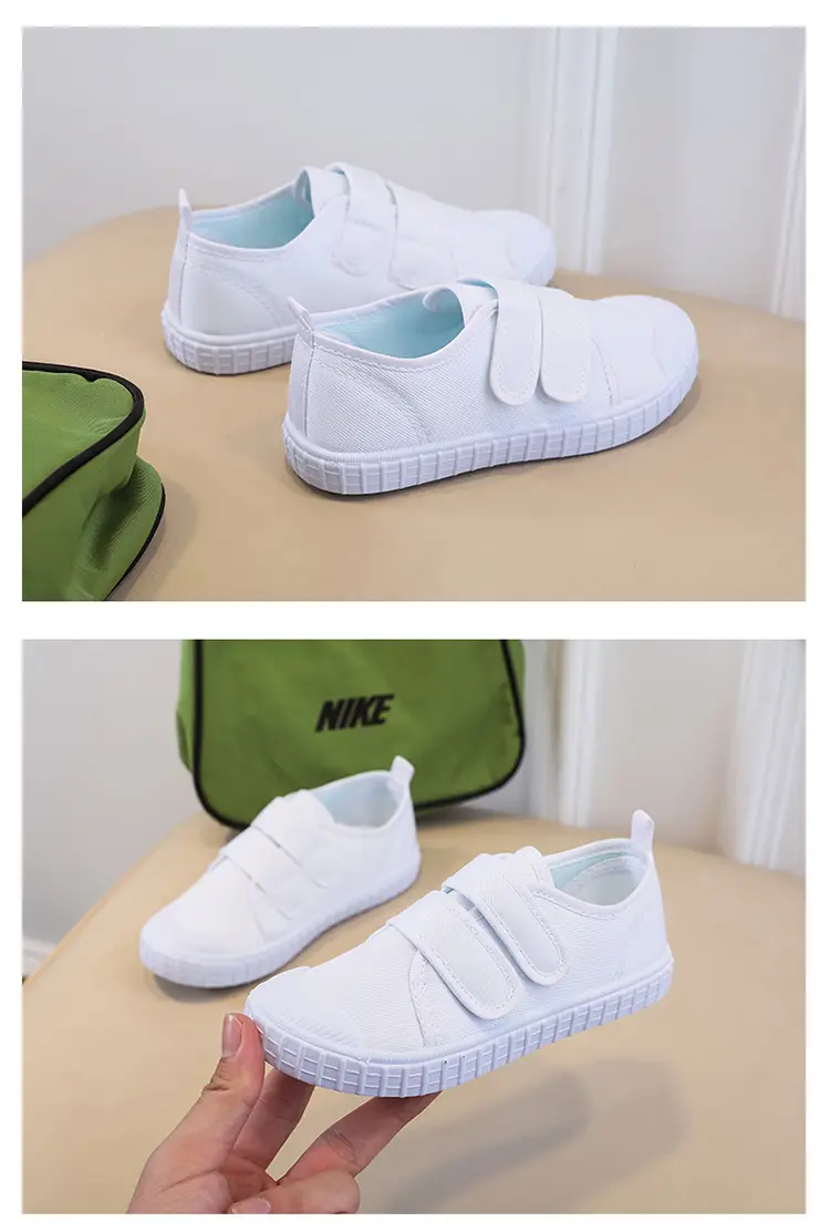 (Wholesale), children's white sneakers for boys, espadrilles with velcro for students for early age — chobi 9