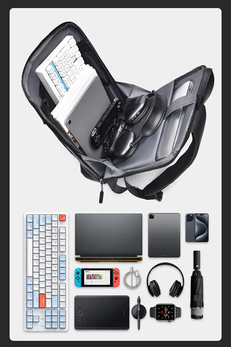 Capacious casual laptop, light and thin backpack, business version, with your logo imprint — chobi 7
