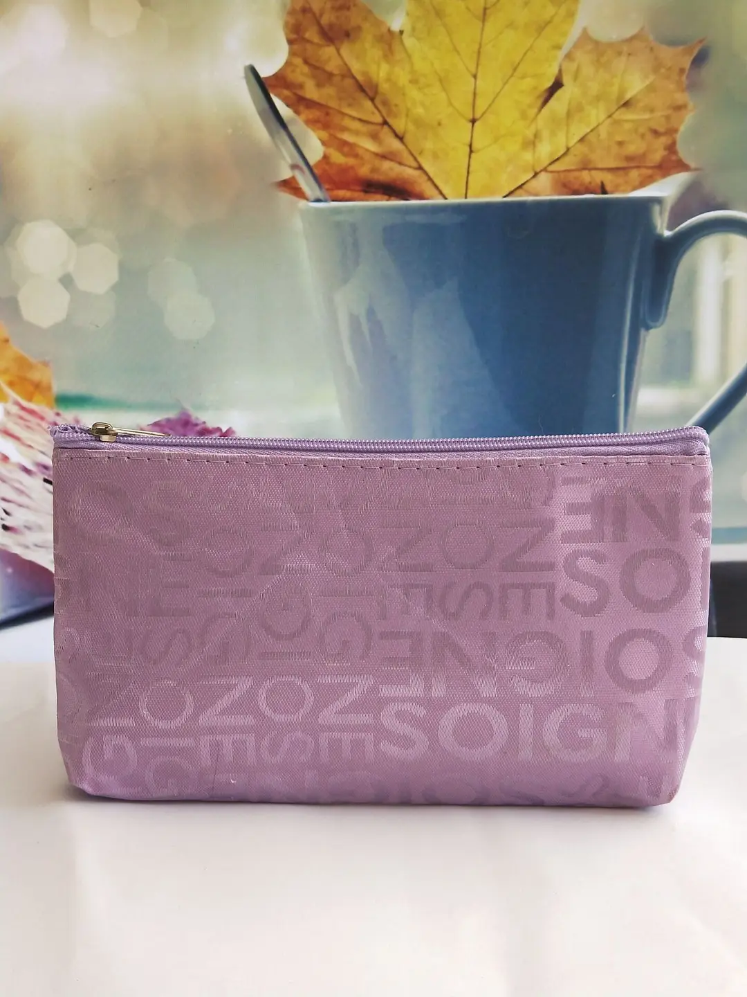 Korean style casual bag letter jacquard cosmetic bag horizontal style square hand cosmetic bag toiletry bag for women — chobi 17