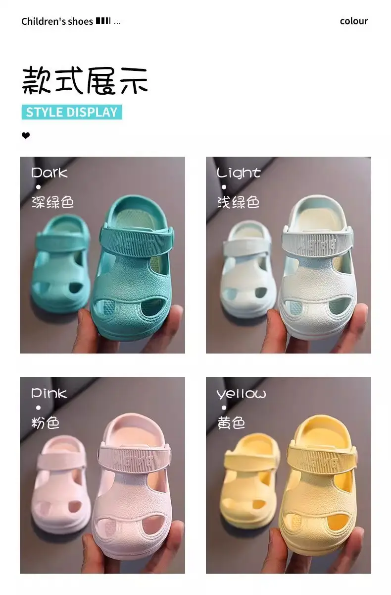Children's summer Crocs-style slippers for boys, non-slip beach beach footwear for early age, cartoon mule, soft sole — chobi 4
