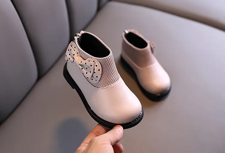 Children's cotton boots 2023 new winter children's shoes Korean style girls' soft sole leather boots baby versatile plus velvet Martin boots — chobi 12
