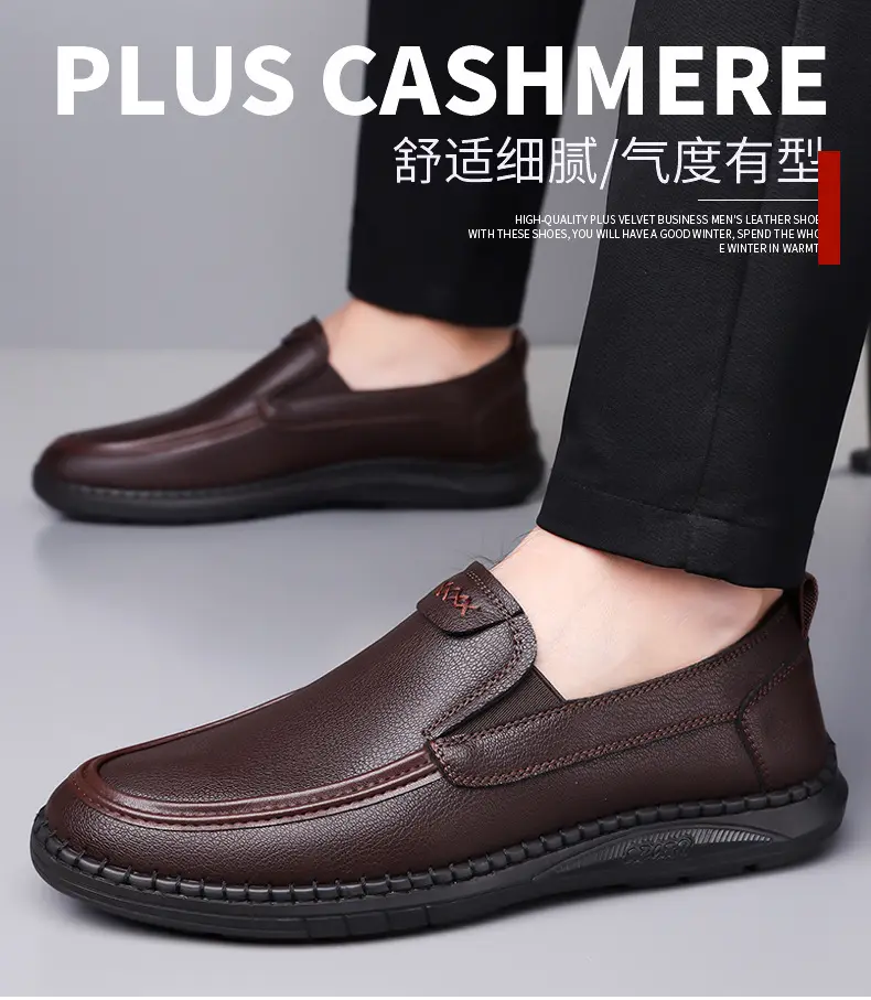 Wenzhou leather shoes 2026 new style breathable soft surface wear-resistant slip-on shoes men's casual beanie shoes drop shipping — chobi 4