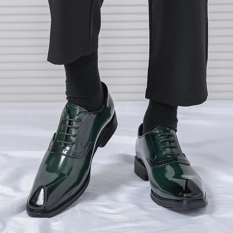 (Cross-border trading), men's glossy green shoes English style, British style, Korean style — chobi 7