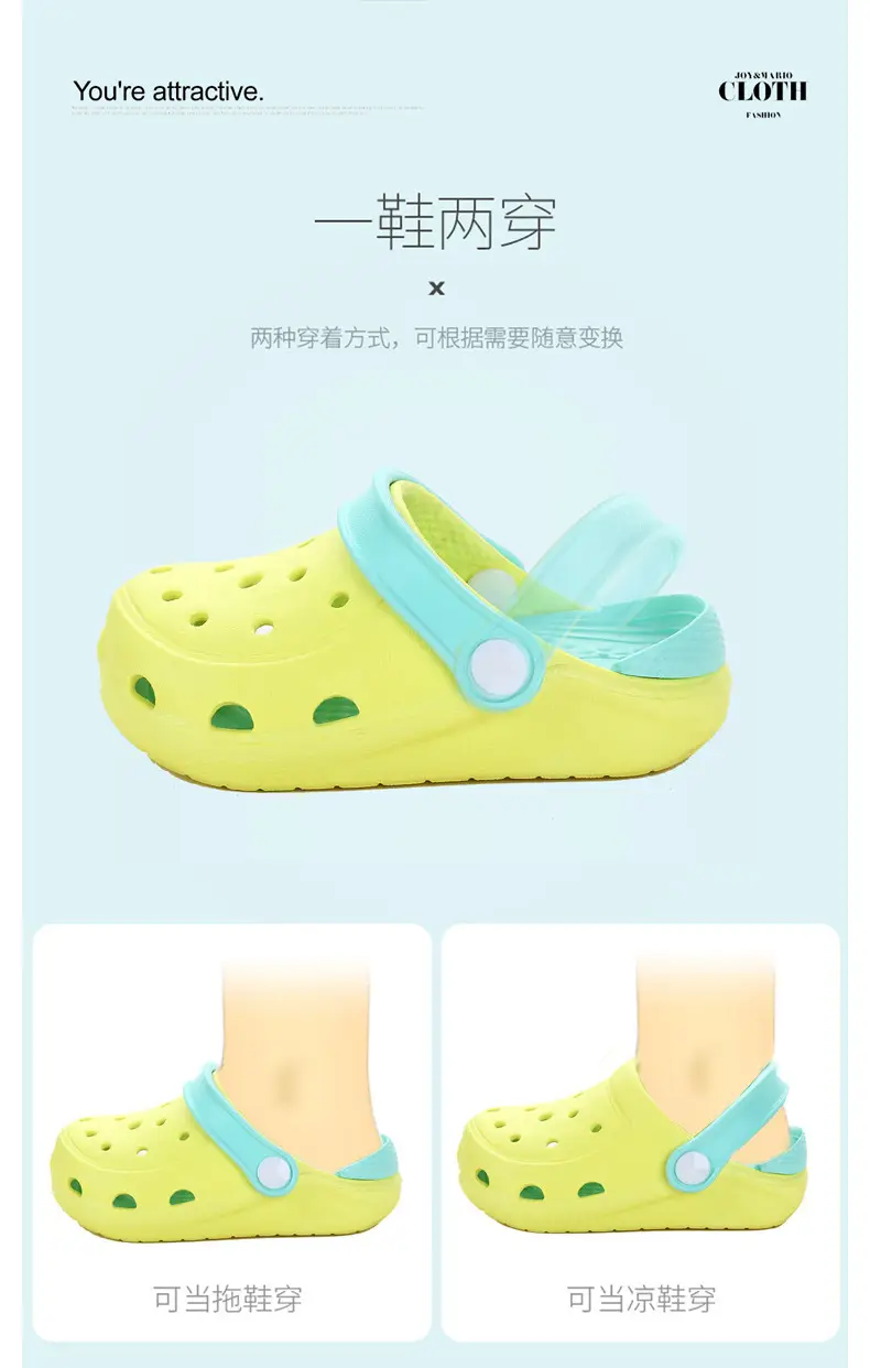 (Cross-border trading), children's beach Crocs-style slippers, breathable soft non-slip mule, closed toe — chobi 12