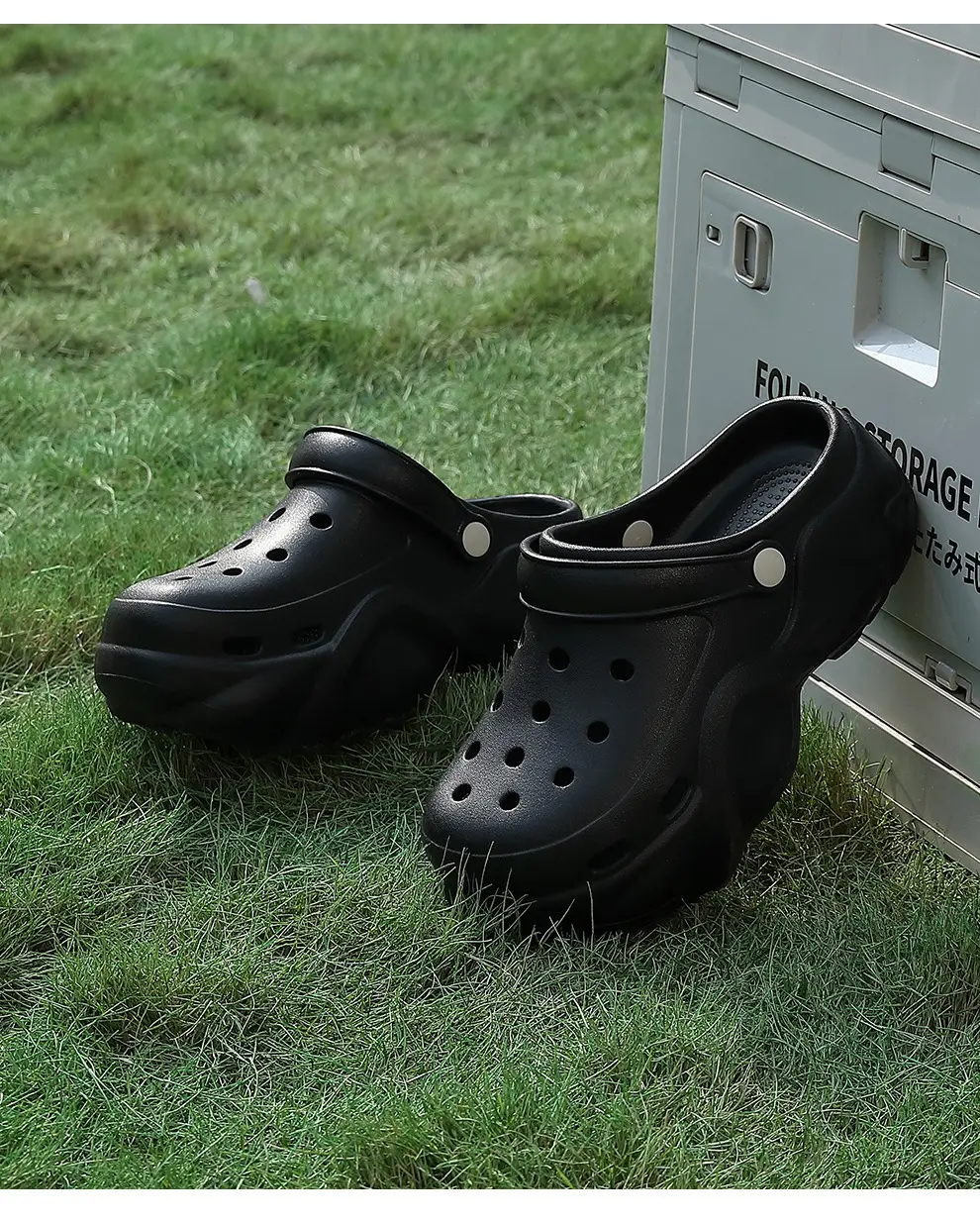 (Wholesale), fashionable Crocs-style slippers platform, cute sandals, beach women's slippers, women's style, suitable for outdoor wear, closed toe — chobi 23
